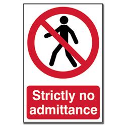 ASEC `Strictly No Admittance` Sign 200mm x 300mm