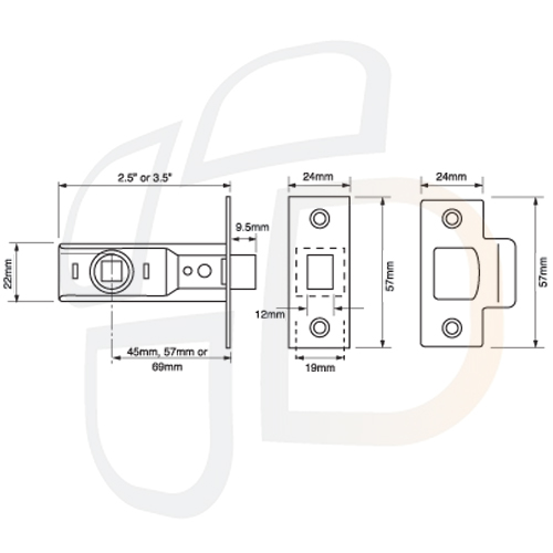 Union Essential Tubular Latch - 64mm (2.5")