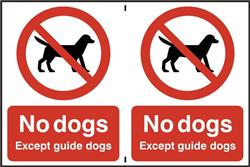 ASEC `No Dogs` 200mm x 300mm PVC Self Adhesive Sign