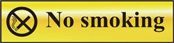 ASEC `No Smoking` 200mm x 50mm Gold Self Adhesive Sign