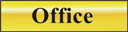 ASEC `Office` 200mm x 50mm Gold Self Adhesive Sign