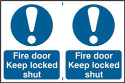 ASEC `Fire Door Keep Locked Shut` 200mm x 300mm PVC Self Adhesive Sign