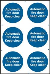 ASEC `Automatic Fire Door Keep Clear` 200mm x 300mm PVC Self Adhesive Sign