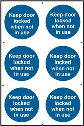 ASEC `Keep Door Locked When Not In Use` 200mm x 300mm PVC Self Adhesive Sign