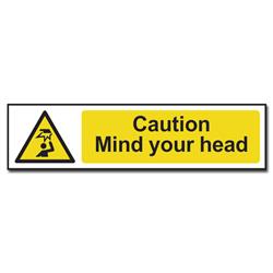 ASEC `Caution: Mind Your Head` Sign 200mm x 50mm