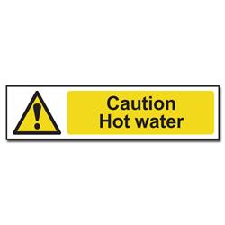 ASEC `Caution: Hot Water` Sign 200mm x 50mm
