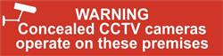 ASEC `Warning Concealed CCTV Cameras Operate On These Premises` 200mm x 50mm PVC Self Adhesive Sign