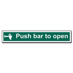 ASEC `Push Bar To Open` Sign 600mm x 100mm