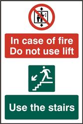 ASEC `In Case Of Fire Do Not Use Lift` 200mm x 300mm PVC Self Adhesive Sign