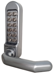 BL5002 ECP, Round bar lever handles, keypad & inside unit, 28mm ali latch
