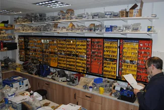 Key blanks organised in the workshop