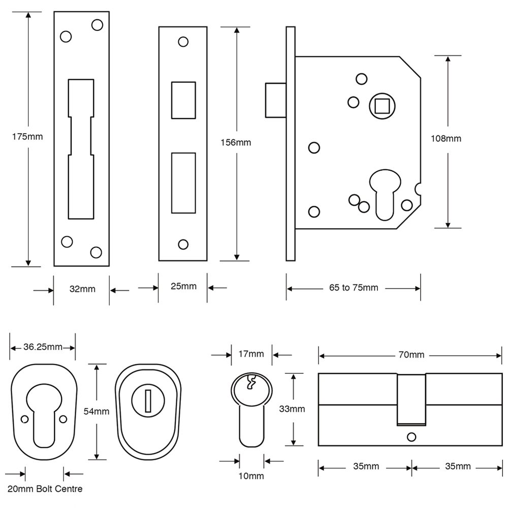 ASEC BS3621 Double Euro Mortice Sashlock