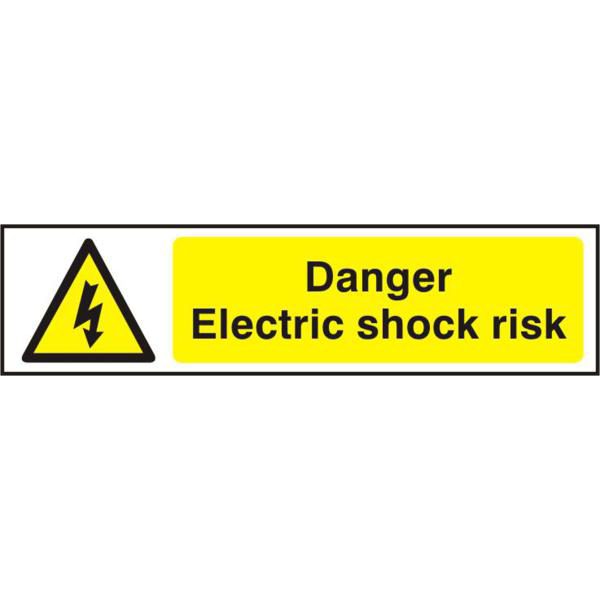ASEC `Danger Electric Shock Risk` 200mm x 50mm PVC Self Adhesive Sign