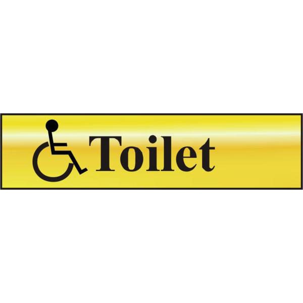 ASEC `Disabled Toilet` 200mm x 50mm Gold Self Adhesive Sign