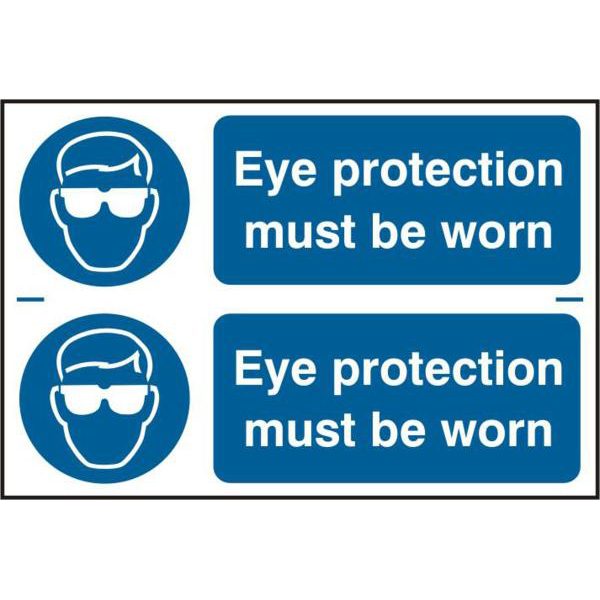 ASEC `Eye Protection Must Be Worn` 300mm x 100mm PVC Self Adhesive Sign