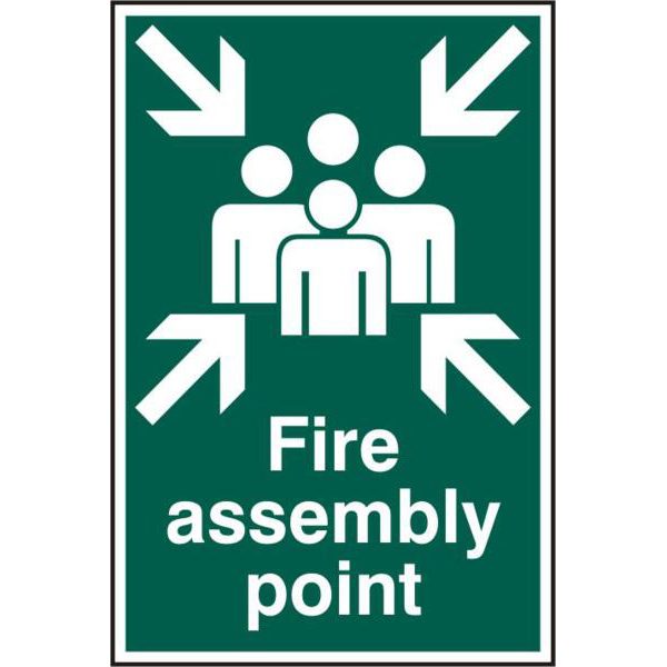 ASEC `Fire Assembly Point 200mm x 300mm PVC Self Adhesive Sign