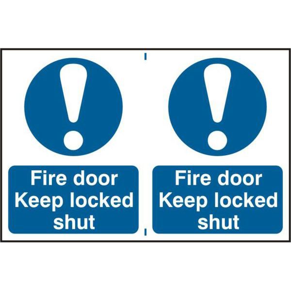 ASEC `Fire Door Keep Locked Shut` 200mm x 300mm PVC Self Adhesive Sign