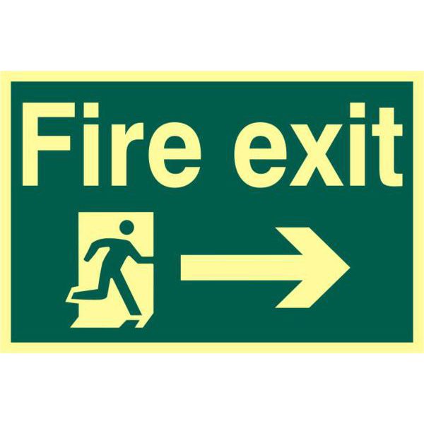 ASEC `Fire Exit` 200mm x 300mm PVC Self Adhesive Photo luminescent Sign