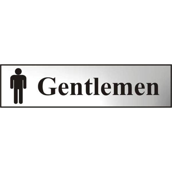ASEC `Gentlemen` 200mm x 50mm Chrome Self Adhesive Sign