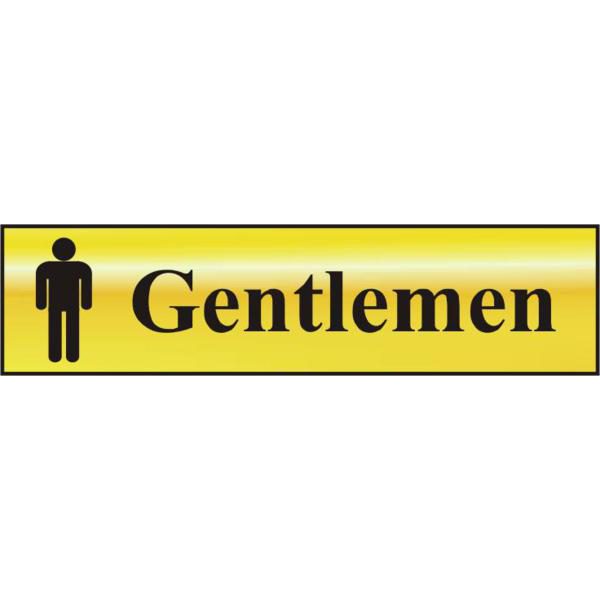 ASEC `Gentlemen` 200mm x 50mm Gold Self Adhesive Sign