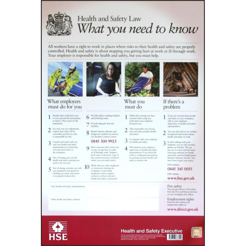 ASEC HSE01 Health &amp; Safety Poster 800mm x 600mm PVC Sign