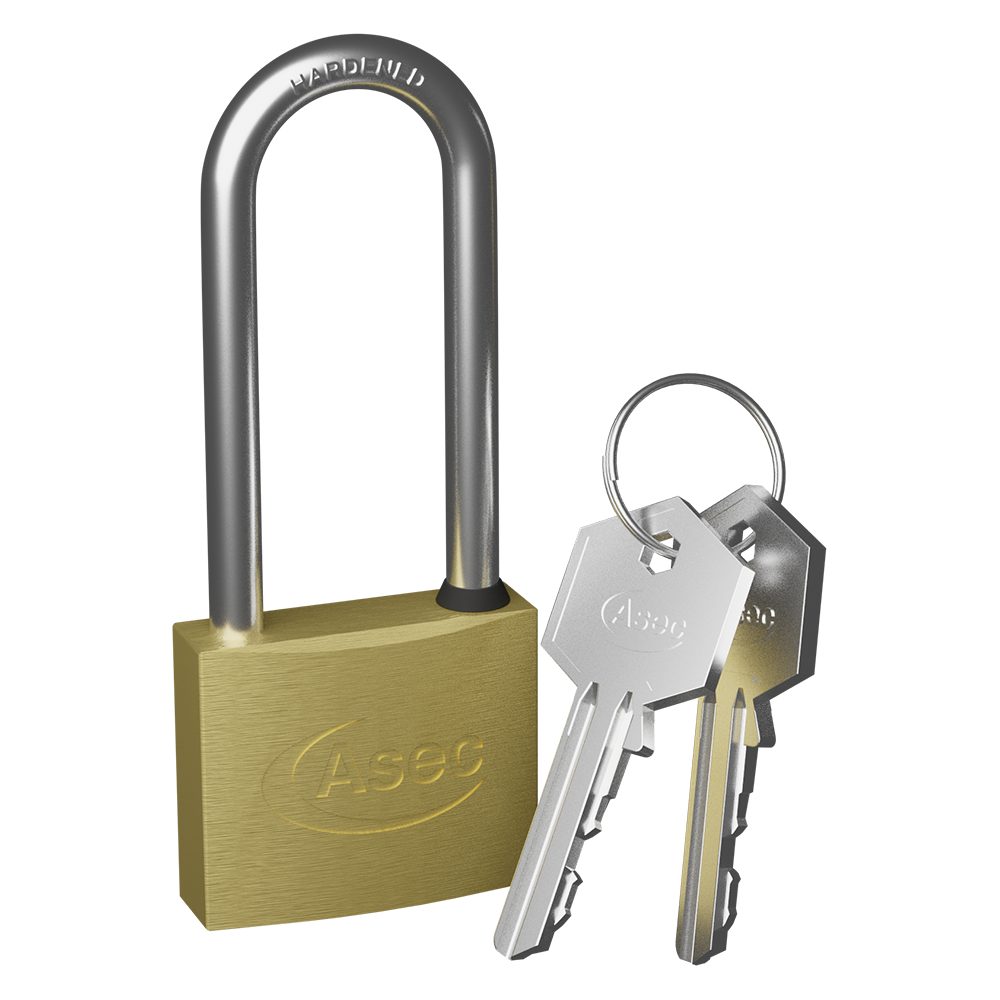 ASEC KD Long Shackle Brass Padlock