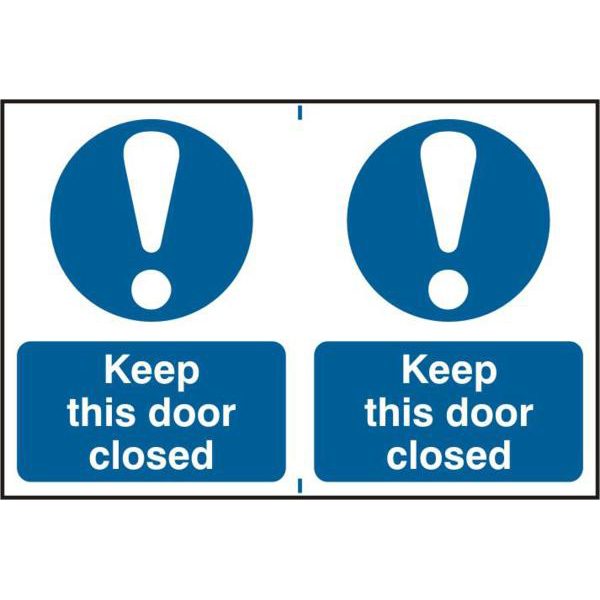 ASEC `Keep This Door Closed` 200mm x 300mm PVC Self Adhesive Sign