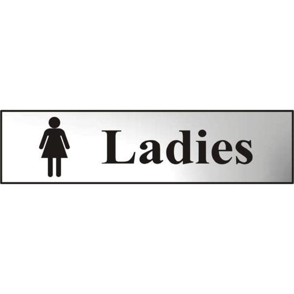 ASEC `Ladies` 200mm x 50mm Chrome Self Adhesive Sign
