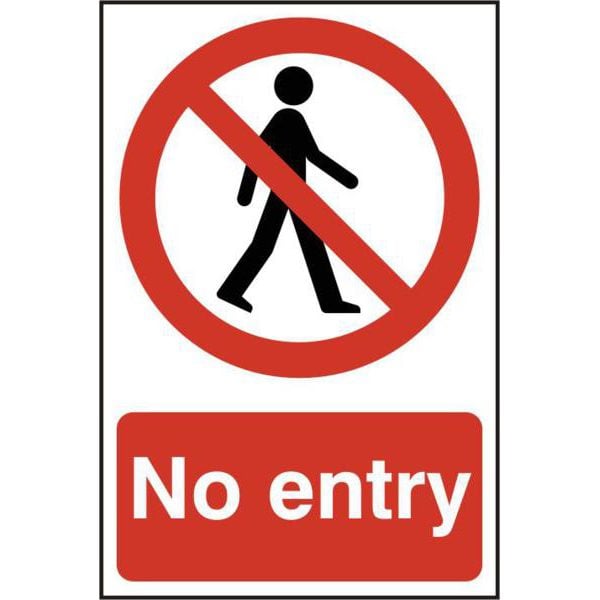 ASEC `No Entry` 200mm x 300mm PVC Self Adhesive Sign