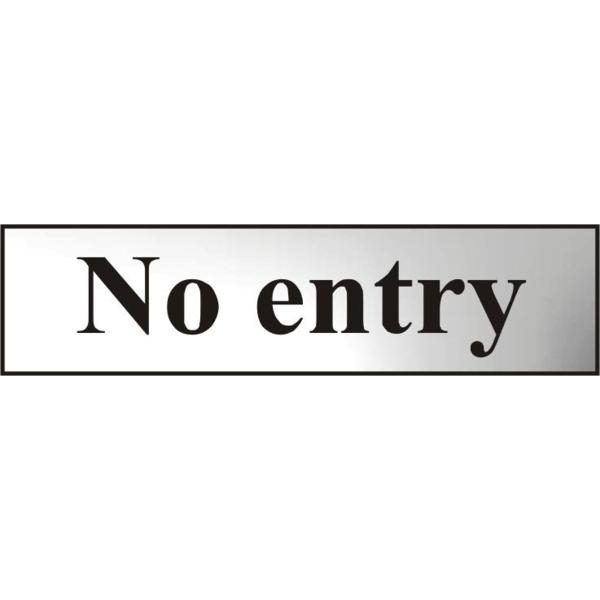 ASEC `No Entry` 200mm x 50mm Chrome Self Adhesive Sign