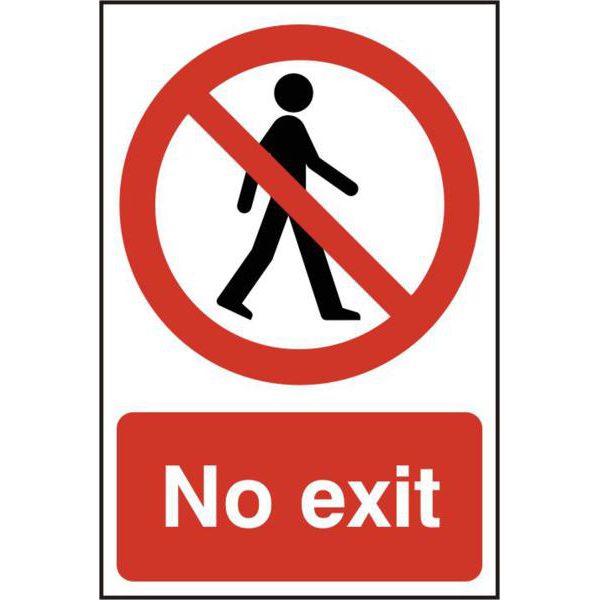 ASEC `No Exit` 200mm x 300mm PVC Self Adhesive Sign