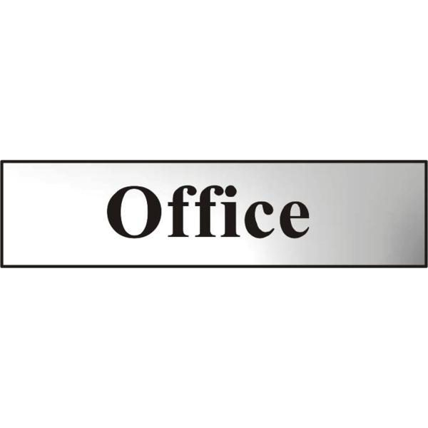 ASEC `Office` 200mm x 50mm Chrome Self Adhesive Sign