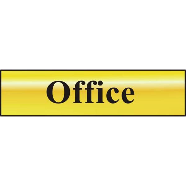 ASEC `Office` 200mm x 50mm Gold Self Adhesive Sign