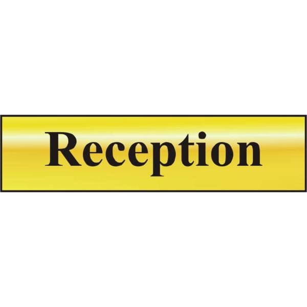 ASEC `Reception` 200mm x 50mm Gold Self Adhesive Sign