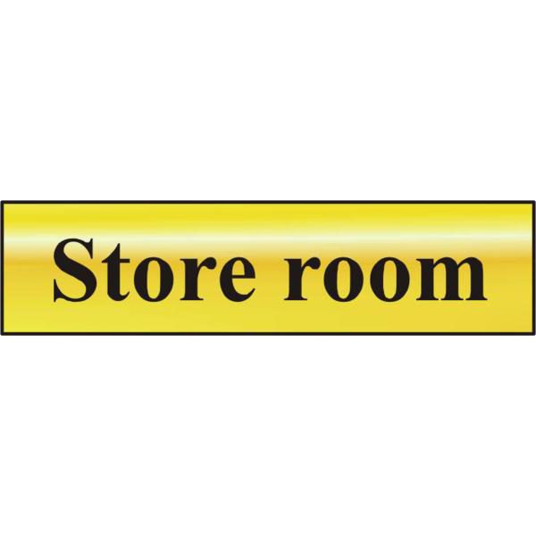 ASEC `Store Room` 200mm x 50mm Gold Self Adhesive Sign