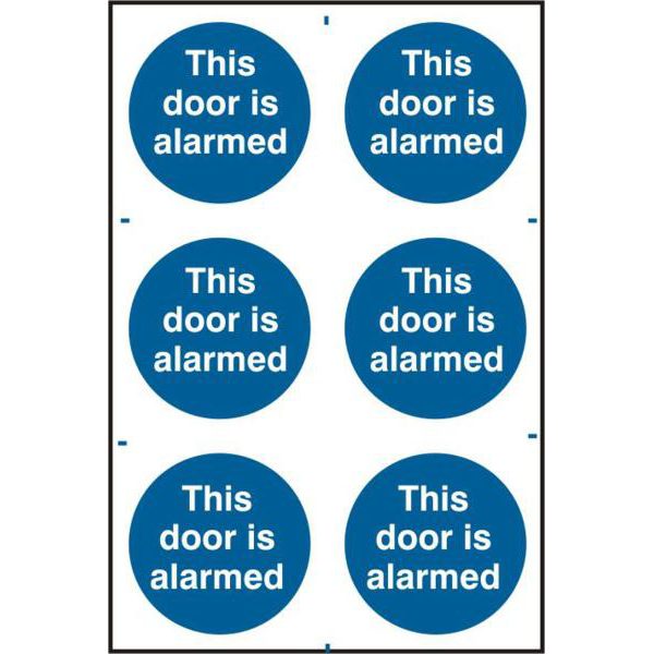 ASEC `This Door Is Alarmed` 200mm x 300mm PVC Self Adhesive Sign