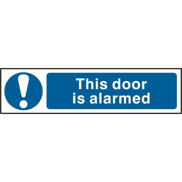 ASEC `This Door Is Alarmed` 200mm x 50mm PVC Self Adhesive Sign