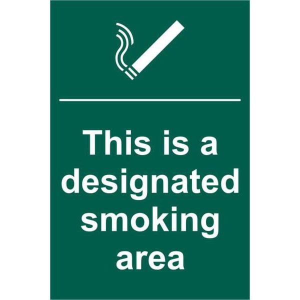 ASEC `This Is A Designated Smoking Area` 200mm x 300mm PVC Self Adhesive Sign