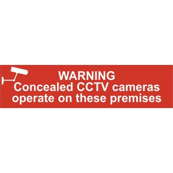 ASEC `Warning Concealed CCTV Cameras Operate On These Premises` 200mm x 50mm PVC Self Adhesive Sign