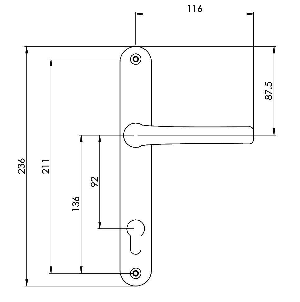 AVOCET Pioneer Plus Lever/Lever Furniture - 211mm Fixings