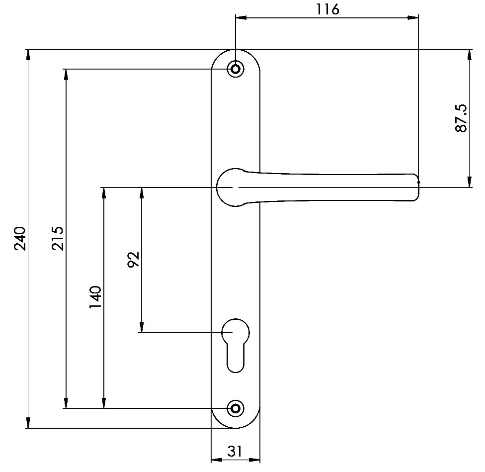 AVOCET Pioneer Plus Lever/Lever Furniture Long - 215mm Fixings