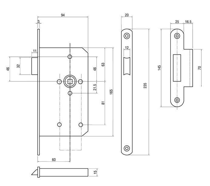 Briton 5440 DIN Mortice Latch