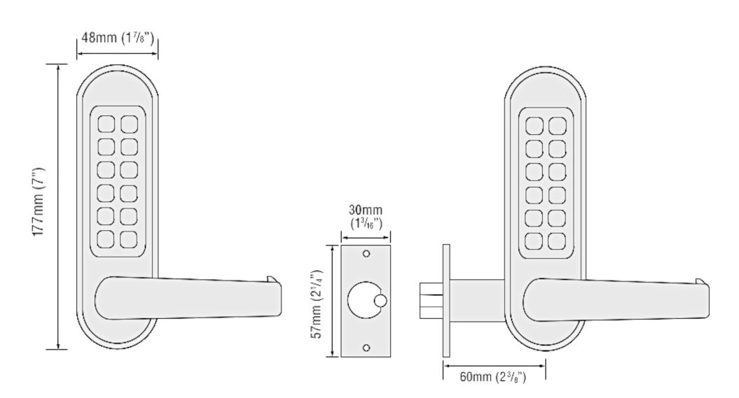 CODELOCKS CL510 Series Digital Lock With Tubular Latch