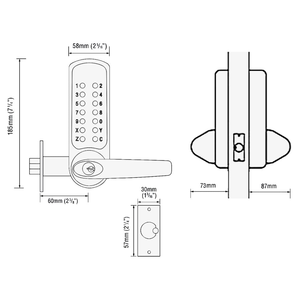 CODELOCKS CL610 Series Digital Lock With Tubular Latch