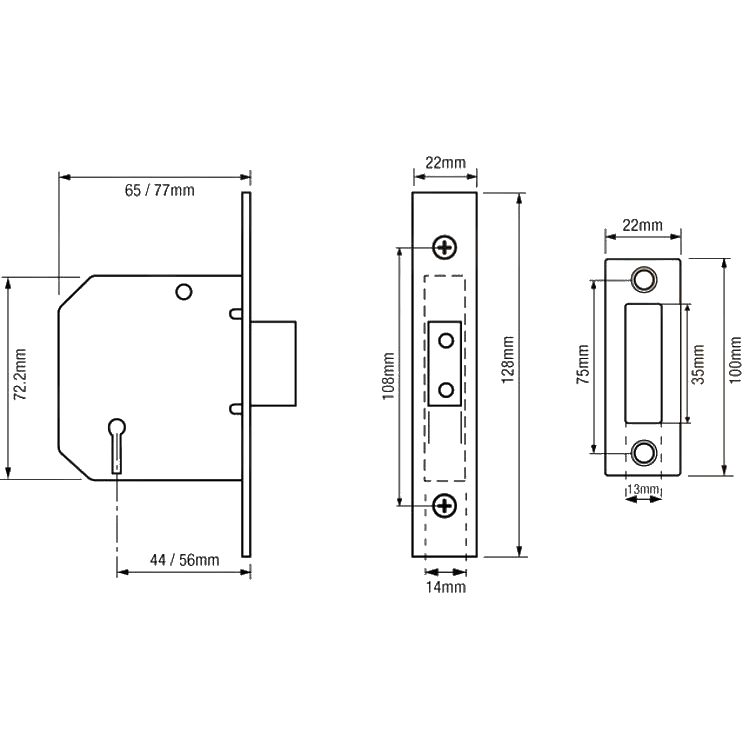 ERA 472 &amp; 572 3 Lever Deadlock