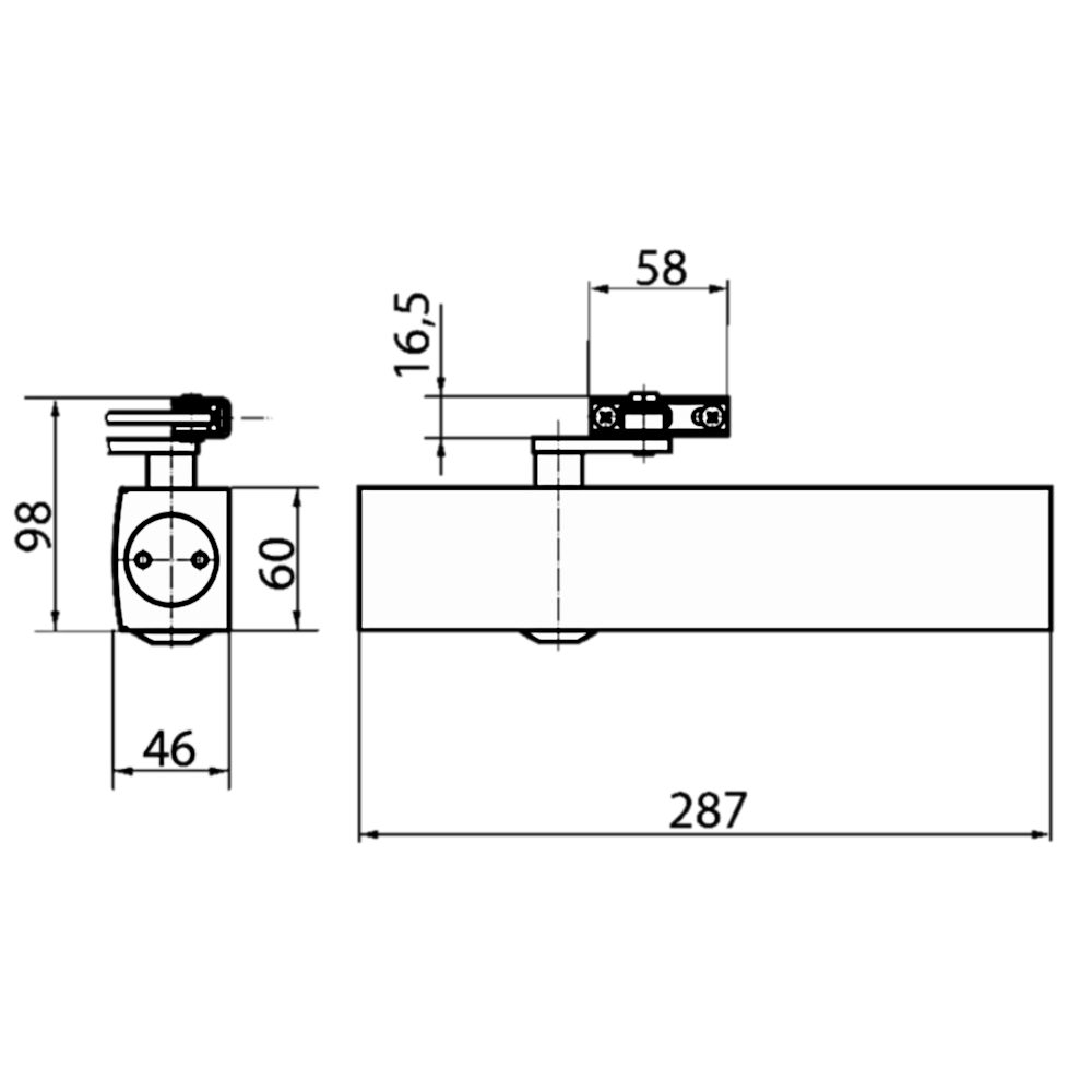 GEZE TS4000E Size 1-6 Overhead Door Closer Body with Electro-hydraulic Hold Open