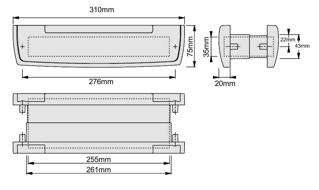 HOPPE Arrone Suited 310mm Letter Plate With Sprung Sleeve AR708A