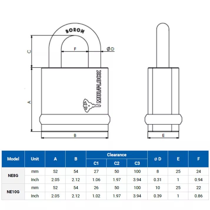 Mul-T-Lock NG10 Open Shackle Padlock
