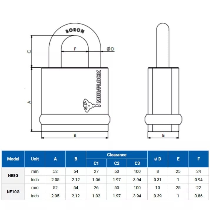 Mul-T-Lock NG8 Open Shackle Padlock