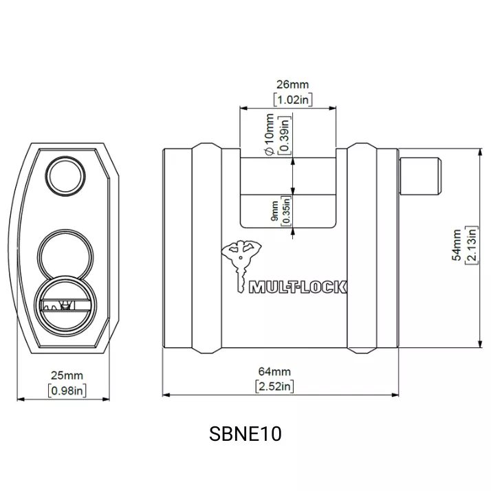 Mul-T-Lock SBNG10 Sliding Shackle Padlock